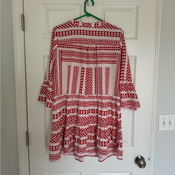 Red Patterned Swimsuit Coverup | Summer Dress - Picture 4 of 6